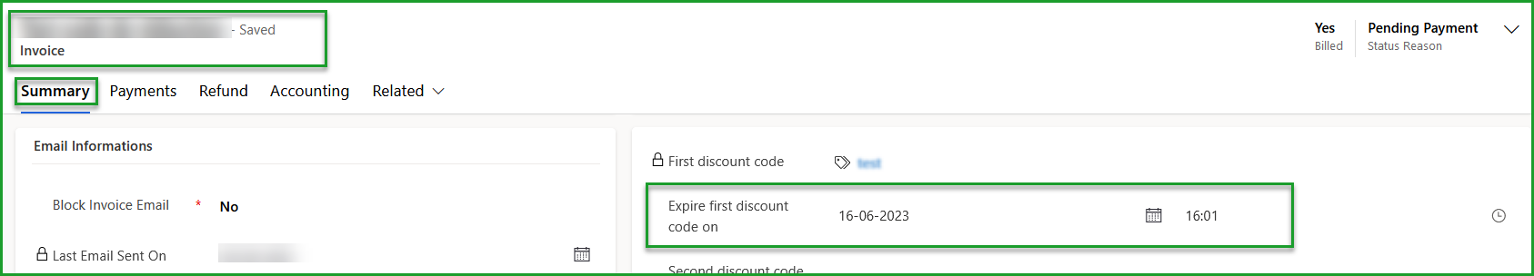 Change the expiry date on the invoice.