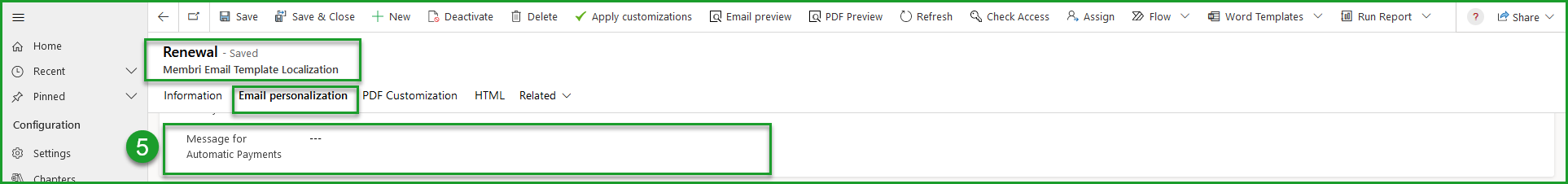 Email template for renewals