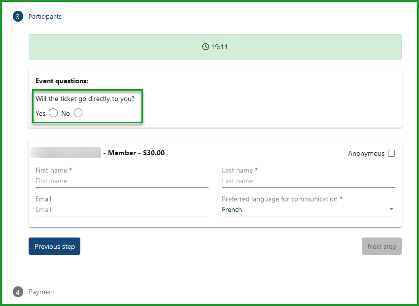 Event Question on Online Ticketing