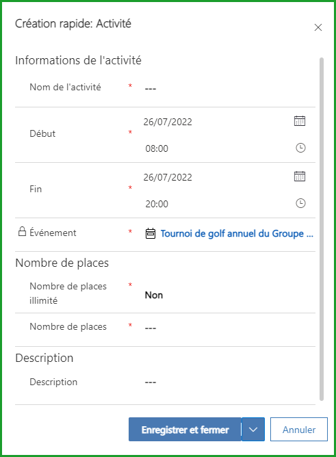 Créer une activité