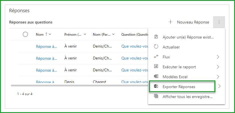 Exporter les réponses