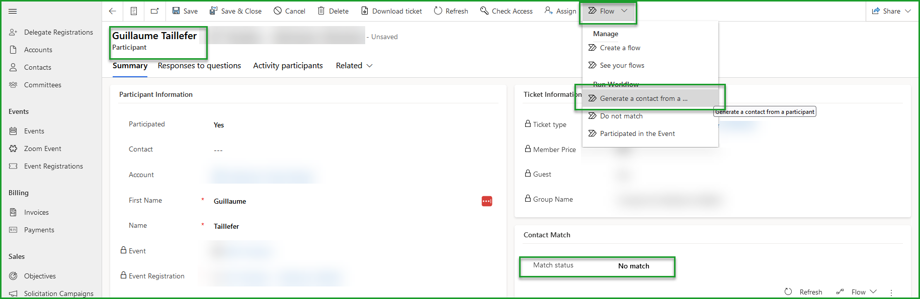 Flow on a participant file