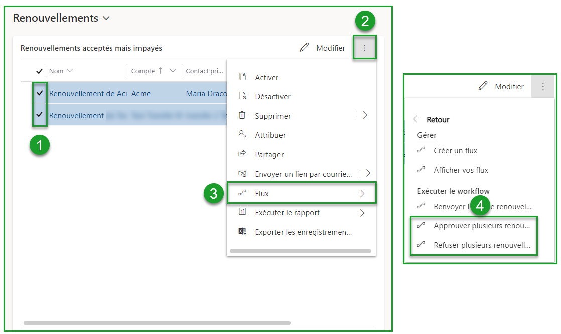 Approuver ou Refuser plusieurs renouvellement