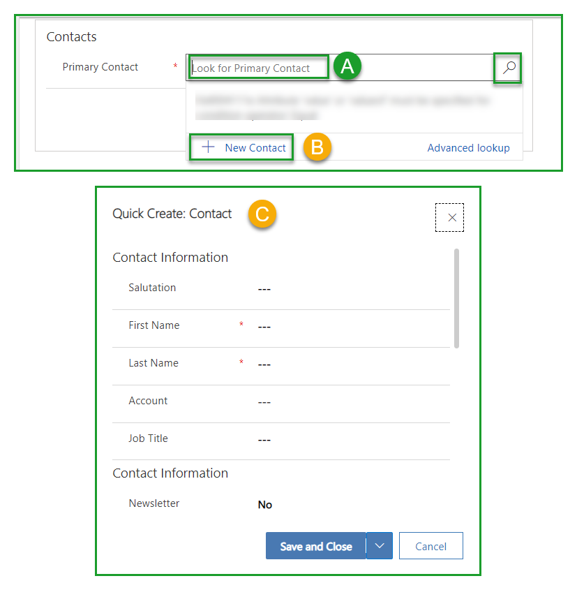 Select or Create Contact