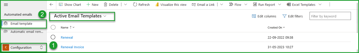 Access Email templates