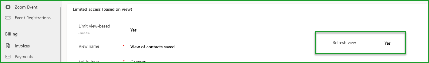 Refresh Limited Access View
