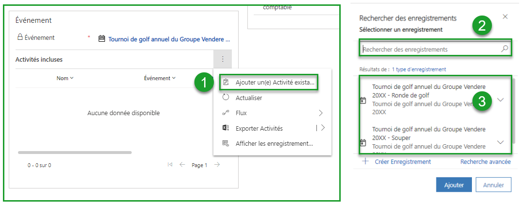 Ajouter Activités au billet
