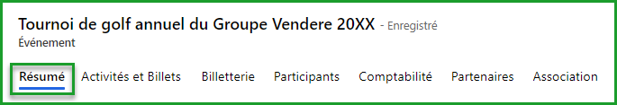 Onglet Résumé