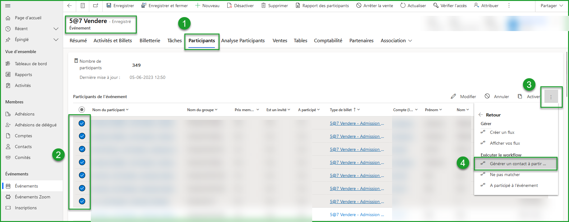 Flux sur une liste de participants