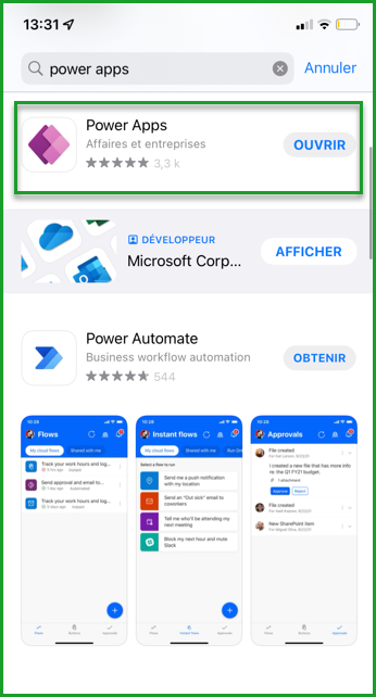 Télécharger PowerApps mobile