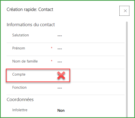 Champ compte pas nécessaire