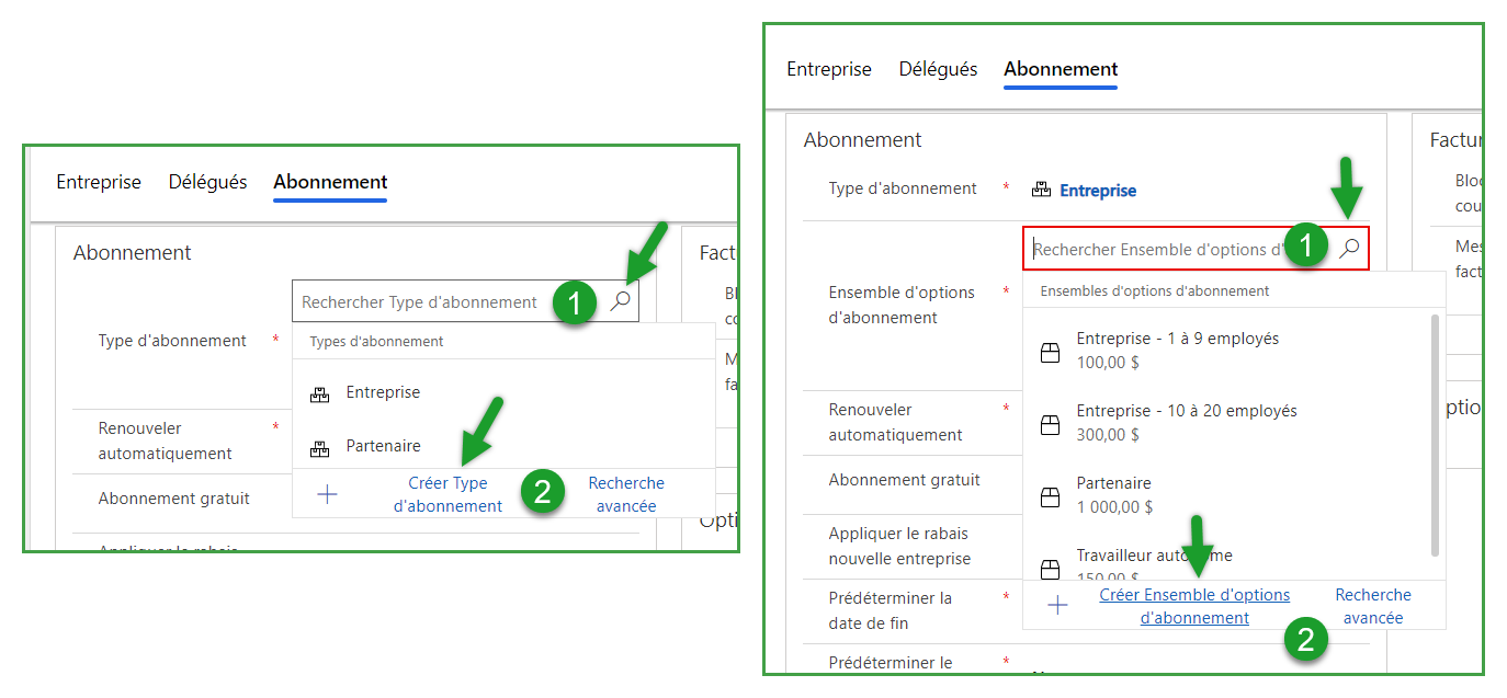 Définir l'abonnment