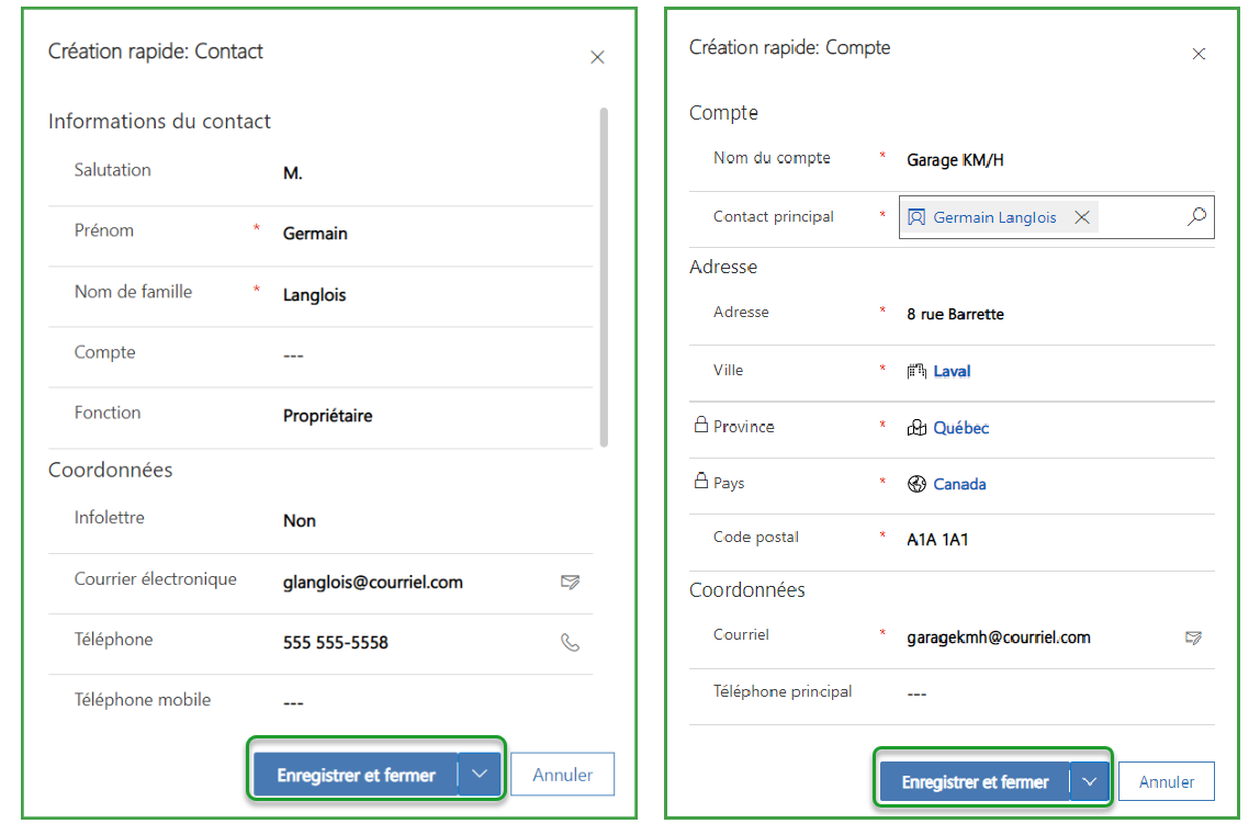 Enregistrement des formulaires