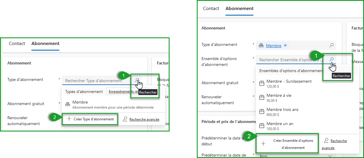 Définir l'abonnment