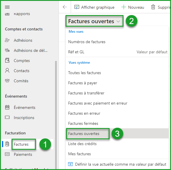 Vue Factures Ouvertes