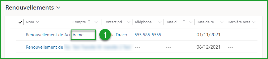 Ouvrir la fiche du contact