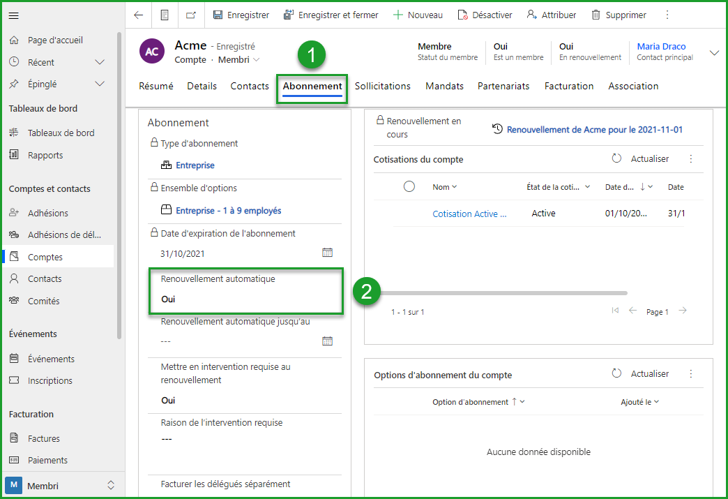 Renouvellement automatique