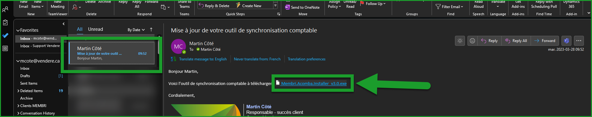 Synchronisation comptable