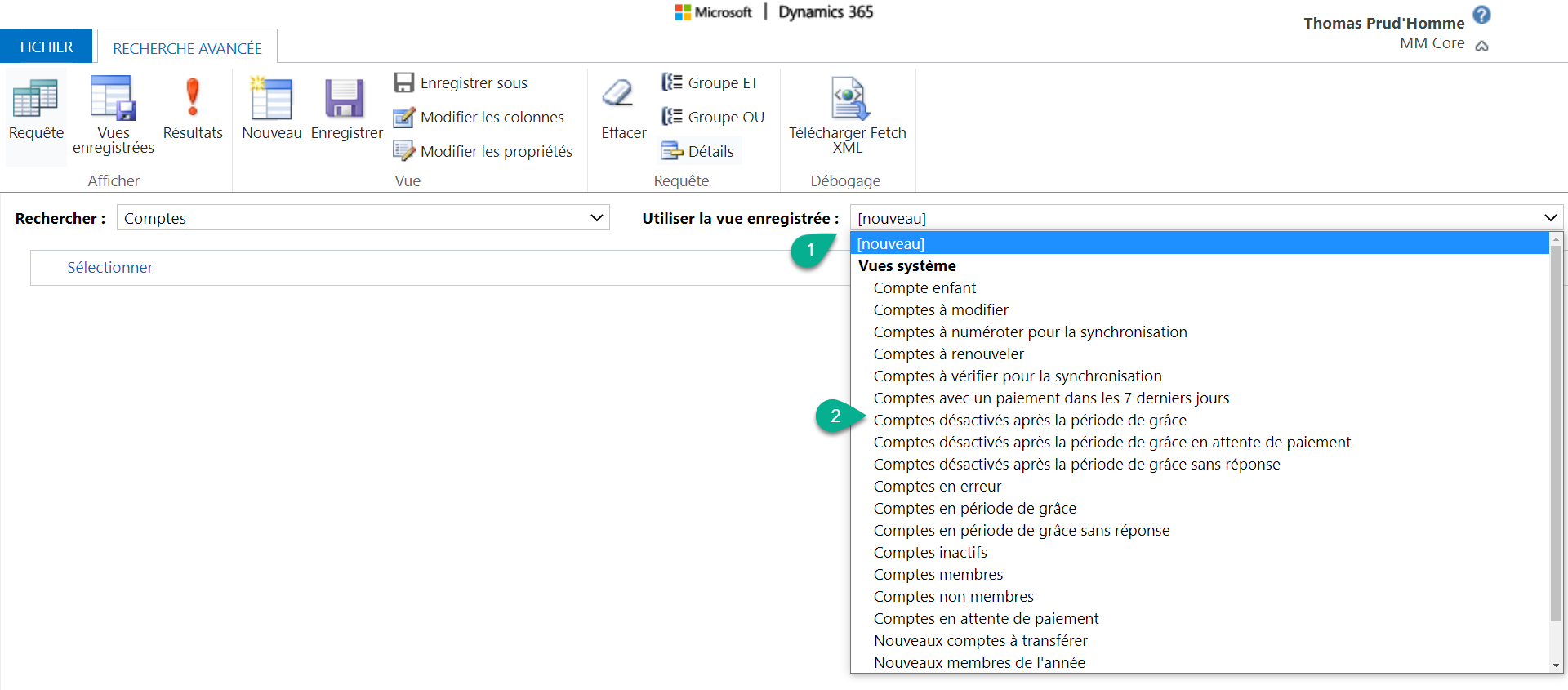 Utiliser la vue enregistrée