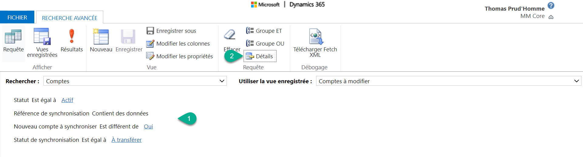 Utiliser la vue enregistrée