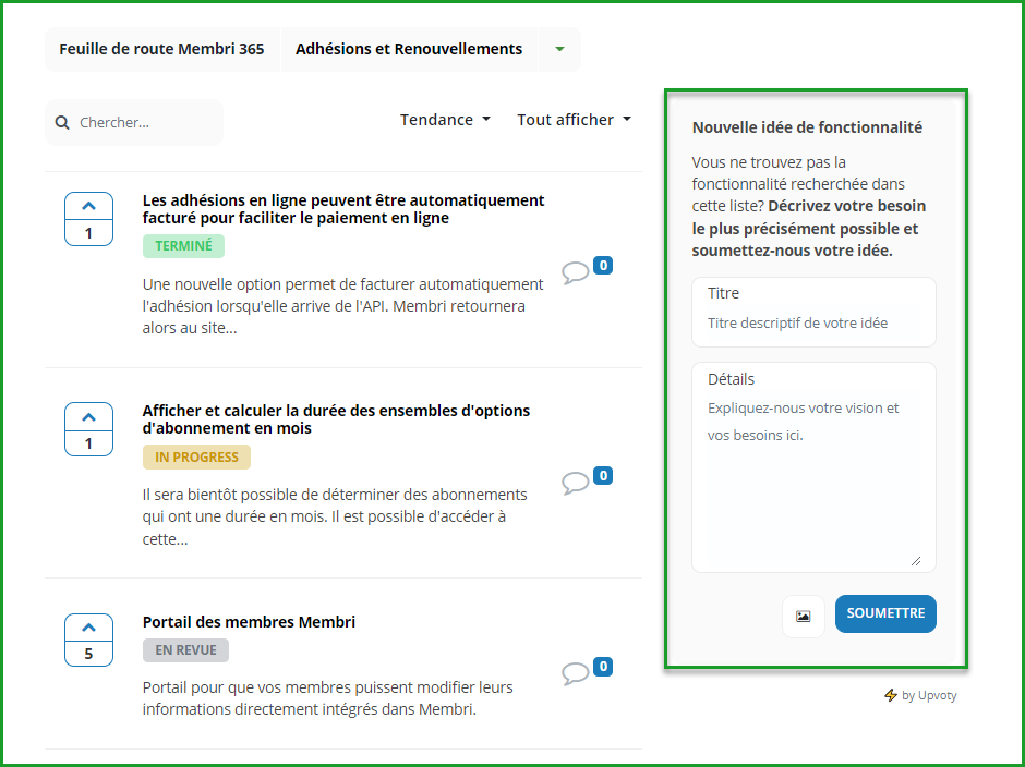 Faire une suggestion